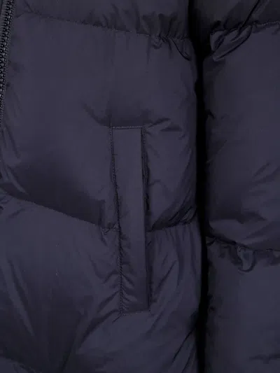 Herno Long Quilted Jacket High Collar In Blue