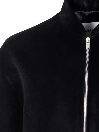 Jil Sander Long-sleeved Bomber Jacket In Black