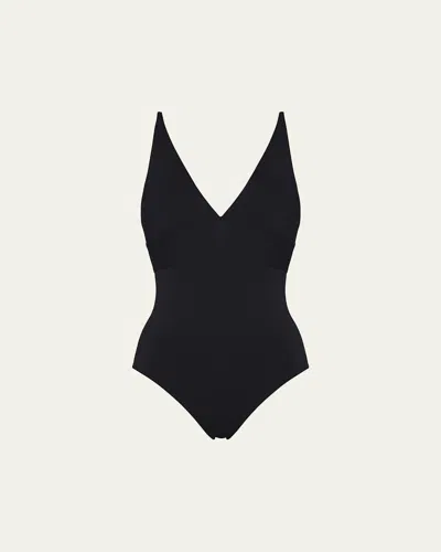 Eres Larcin Deep V Triangle One-piece Swimsuit In Black