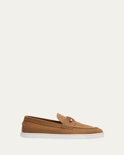 Christian Louboutin Chambeliboat Donna Nubuck Boat Shoes In Brown