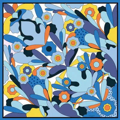 Jessie Zhao New York Silk Scarf Of Ocean Imagination In Blue