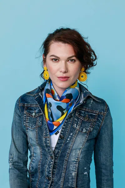 Jessie Zhao New York Silk Scarf Of Ocean Imagination In Blue