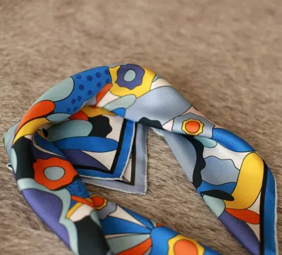 Jessie Zhao New York Silk Scarf Of Ocean Imagination In Blue