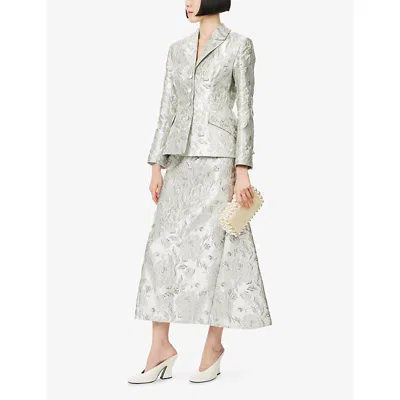 Huishan Zhang Womens Silver Vicky Jacquard Woven Midi Skirt In Silver