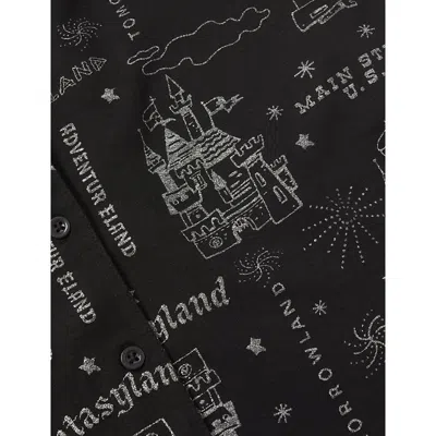 The Disney Store At Selfridges Womens Black Disney X Skinnydip Unisex Graphic-print Cotton Pyjama Set With Scrunchie Xl In Black