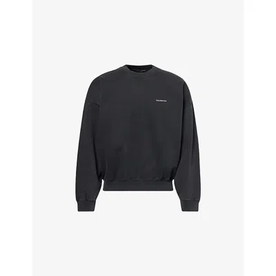 Cole Buxton Mens Vintage Black Logo-embroidered Cotton-jersey Sweatshirt In Black