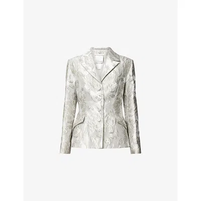 Huishan Zhang Womens Silver Gill Jacquard Woven Jacket In Gray