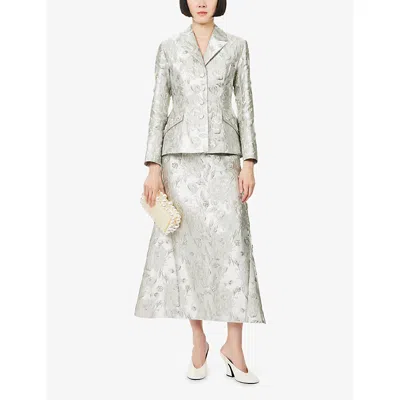 Huishan Zhang Womens Silver Gill Jacquard Woven Jacket In Gray