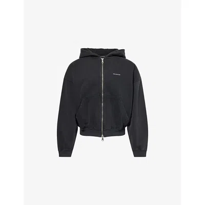 Cole Buxton Mens Vintage Black Logo-embroidered Zip-up Cotton-jersey Hoody Xl In Black