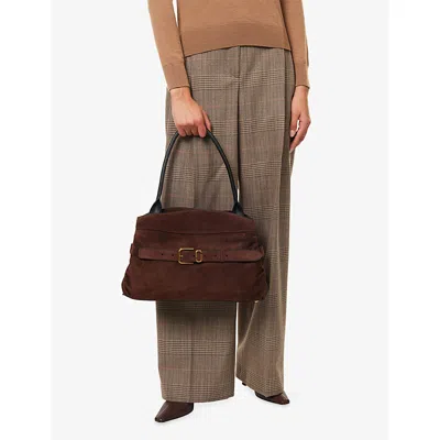 Marc Jacobs Suede Shoulder Bag Two Strap Design In Brown