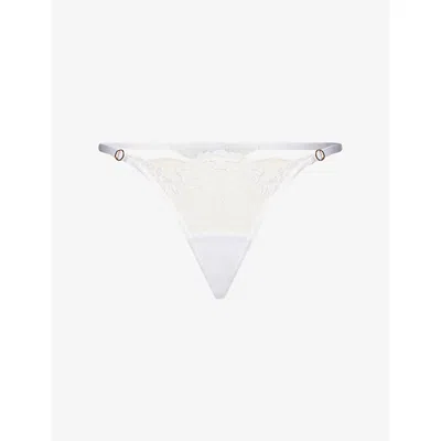 Bluebella Womens White/sheer Marisa Floral-lace Stretch-mesh Thong In White