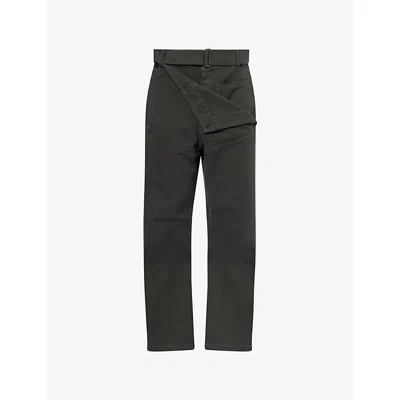 Dries Van Noten Mens Dark Grey Pennine Wide-leg Cotton Trousers In Gray