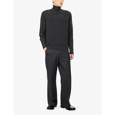 Dunhill Mens Anthracite Roll-neck Long-sleeve Cashmere Blend Jumper In Gray