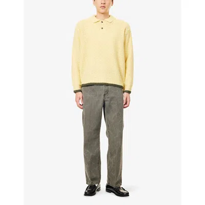 Obey Mens Multi Loreto Knitted Wool-blend Polo Jumper In Yellow