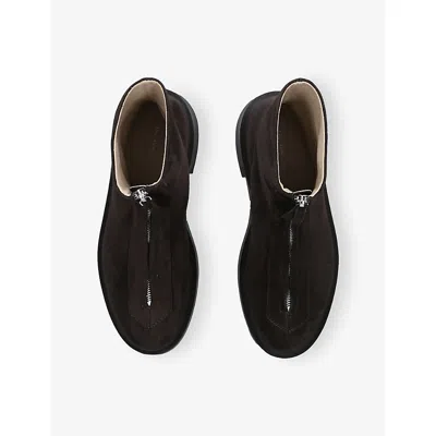 The Row Platform Sole Round Toe Ankle Boots In Brown