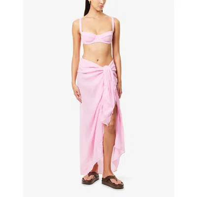 Monday Swimwear Womens Cherry Blossom Crinkle St. Tropez Modal And Linen-blend Sarong In Multi