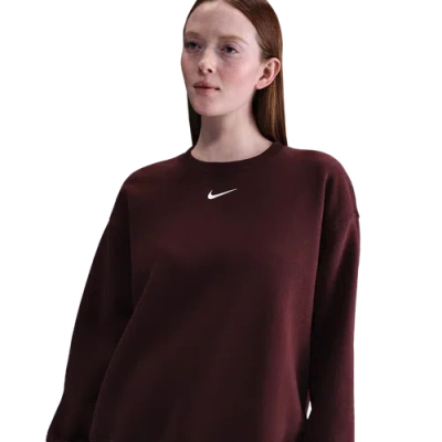 Nike Phoenix Fleece Oversize Crewneck Sweatshirt In Burgundy