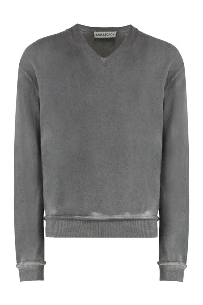 Our Legacy Parallel Sweater In Wool With V-neck In Gray