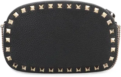 Valentino Borsa A Tracolla Rockstud In Pelle Nera Donna In Black