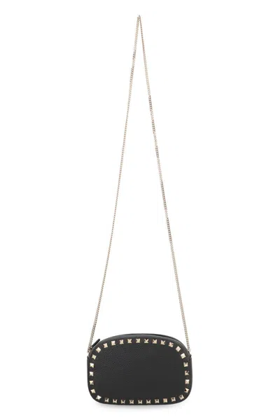 Valentino Borsa A Tracolla Rockstud In Pelle Nera Donna In Black