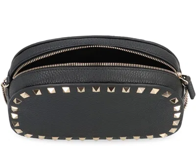 Valentino Borsa A Tracolla Rockstud In Pelle Nera Donna In Black