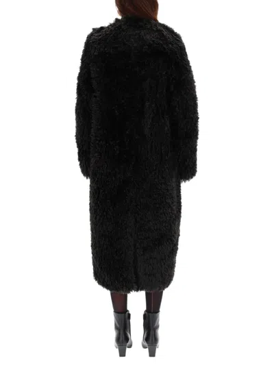 Stand Studio Carolina Long Curly Faux-fur Coat In Black