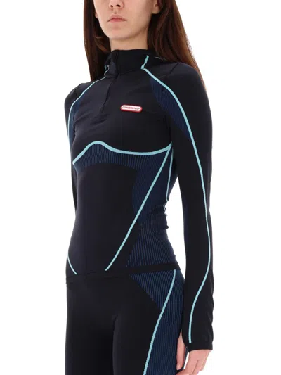 Casablanca Slim Fit Hooded Long Sleeve Top In Blue