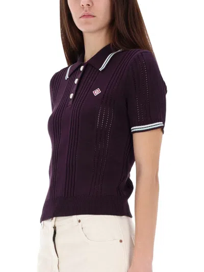Casablanca Cotton Knit Polo Shirt In Purple