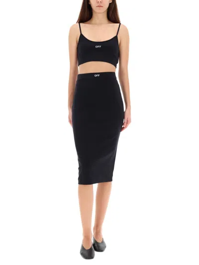 Off-white Sleek Spaghetti Strap Top In Black