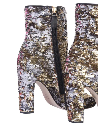 Paris Texas Pointed Toe Sequined Ankle Boots With High Block Heel In Multi