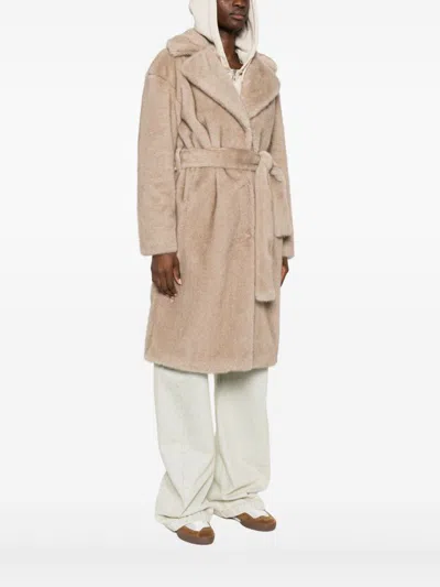 Herno Soft Alternative Fur Coat In Neutral