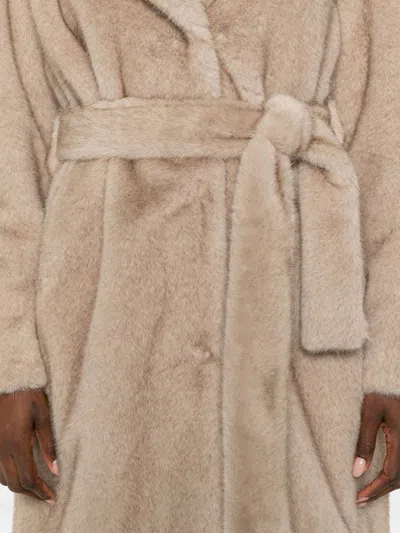 Herno Soft Alternative Fur Coat In Neutral
