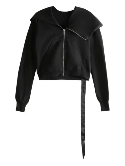 Rick Owens Drkshdw Full Hooded Long Sleeve Zip Cardigan In Black