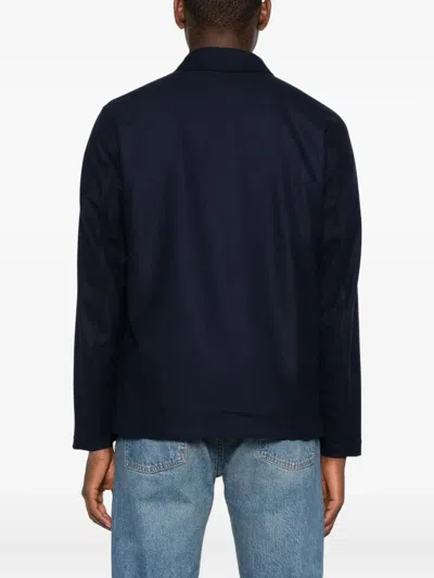 Woolrich Flannel Shirt Jacket Patch Pockets In Blue