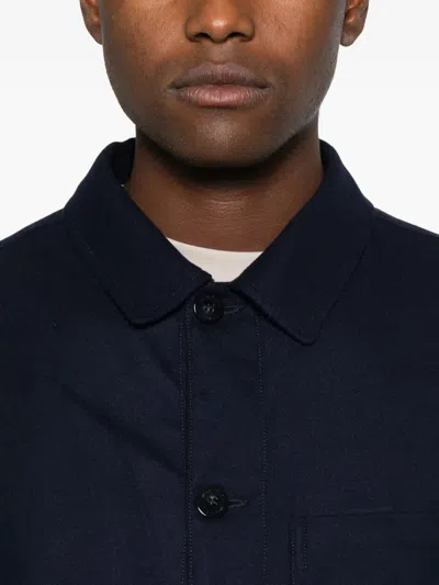 Woolrich Flannel Shirt Jacket Patch Pockets In Blue