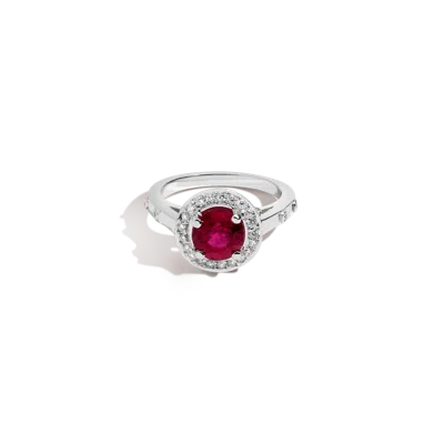 Aurate New York Vintage Royal Ruby And Diamond Ring In Silver