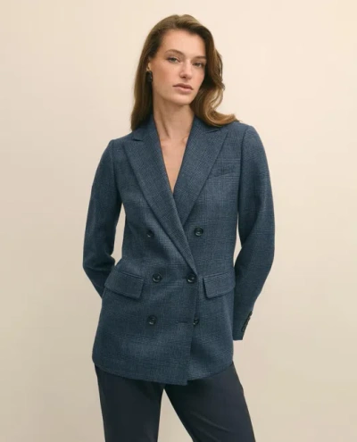 Brooks Brothers Wool Plaid Double-breasted Jacket In Blue