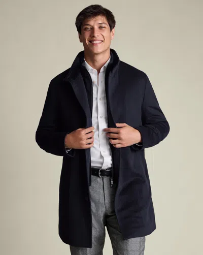 Charles Tyrwhitt Men's  Pure Funnel Neck Overna Coat In Blue