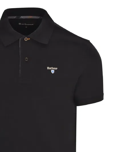 Barbour Embroidered Cotton Polo In Black