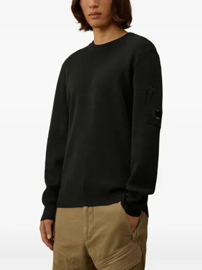 C.p. Company Lens-detail Knitted Sweater In Black