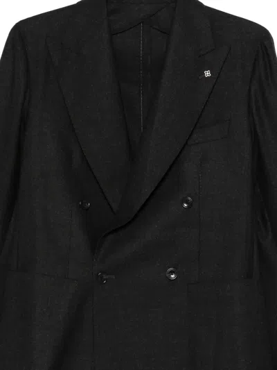 Tagliatore Double-breasted Virgin-wool Suit In Black