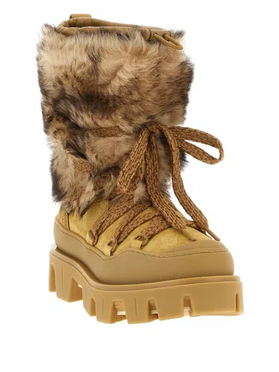 Moncler Peak Apres Suede And Shearling Ankle Boots In Brown