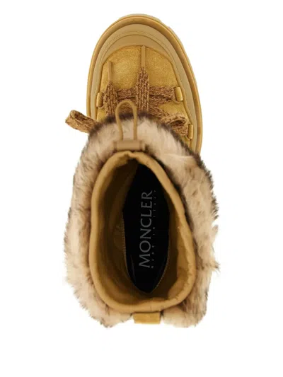 Moncler Peak Apres Suede And Shearling Ankle Boots In Brown