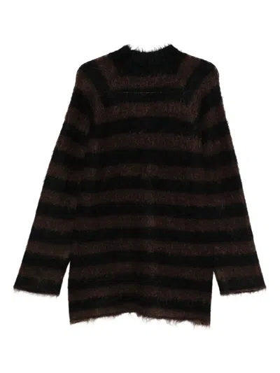 Undercover Striped Crew-neck Sweater In Brown
