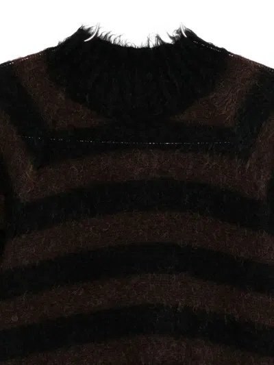 Undercover Striped Crew-neck Sweater In Brown