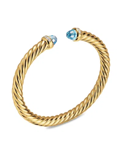 David Yurman 18k Yellow Gold Topaz Diamond Cablespira® Flex Bracelet In Gold