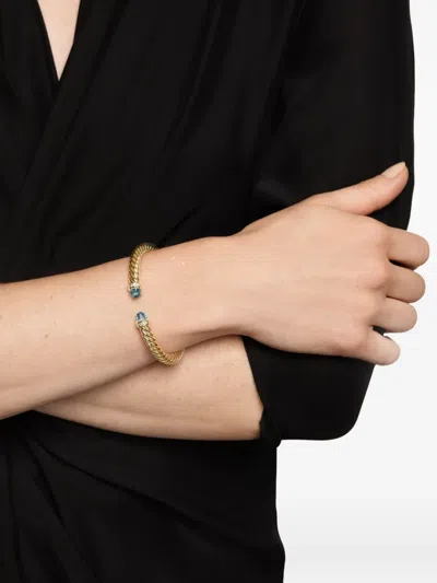 David Yurman 18k Yellow Gold Topaz Diamond Cablespira® Flex Bracelet In Gold