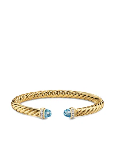 David Yurman 18k Yellow Gold Topaz Diamond Cablespira® Flex Bracelet In Gold