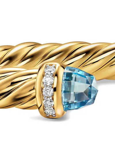 David Yurman 18k Yellow Gold Topaz Diamond Cablespira® Flex Bracelet In Gold