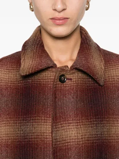 Manuel Ritz Checked Coat In Brown